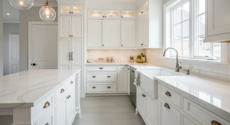 Polished tile floor reflecting light after professional care