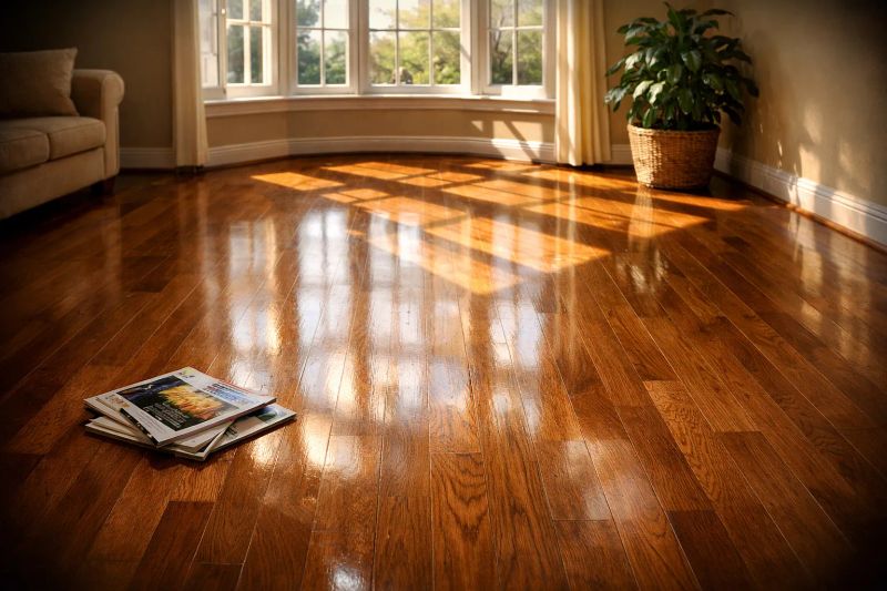 Beautifully polished hardwood floors with a mirror-like shine