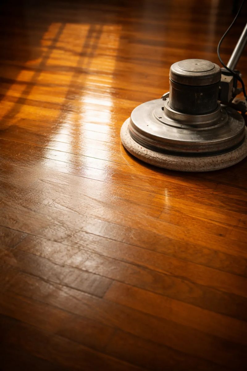 Cleaner polishing tile flooring during post-construction cleanup