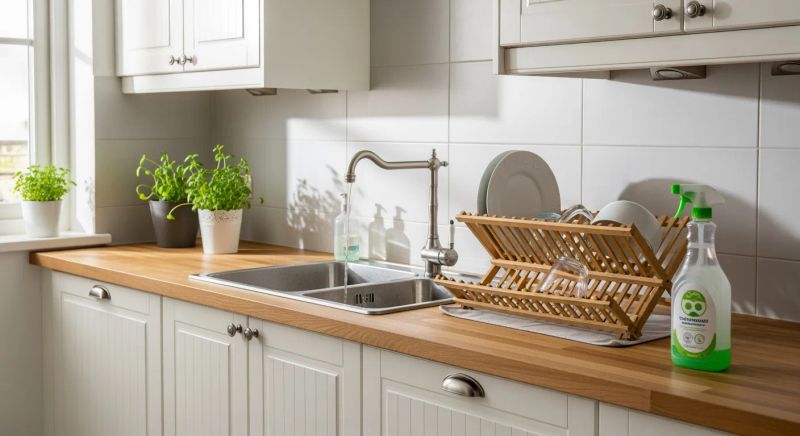 Bright, sanitized bathroom with gleaming fixtures and polished surfaces
